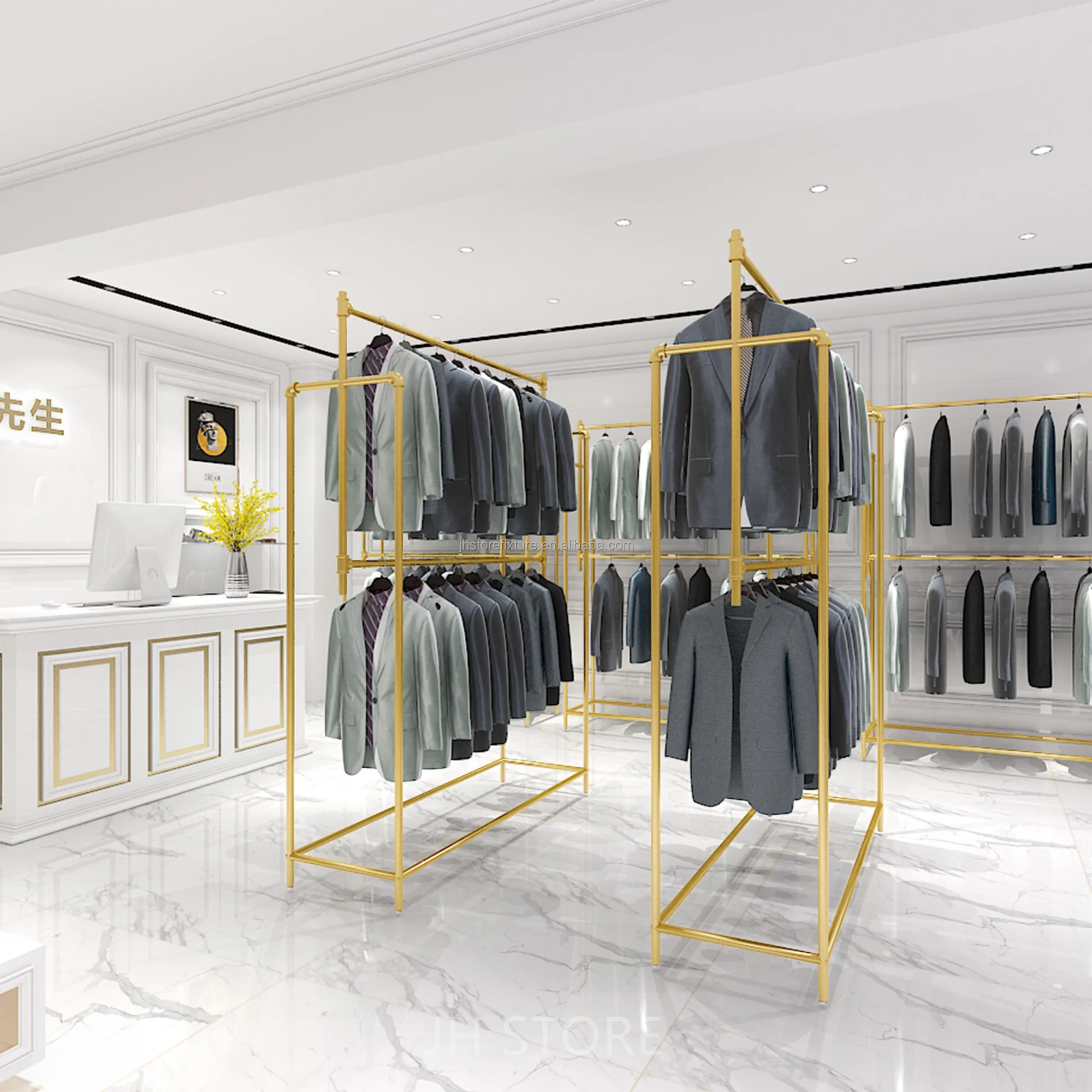 Metall-Präsentationsständer, doppelseitiger Kleiderbügel, Ständer, Kleiderständer für Bekleidungsgeschäfte, Herren