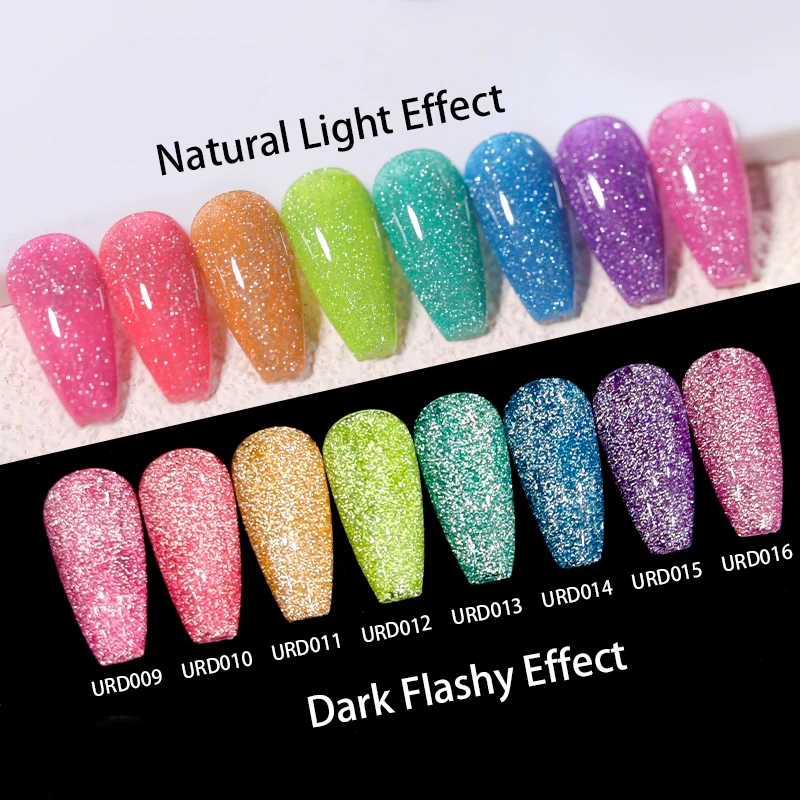 UR SUGAR 15 ml Lila Reflektierender Gel-Nagellack Glitzer Fluoreszierender Neon Semi Permanent UV LED Gel Sparkly Nail Art Lack