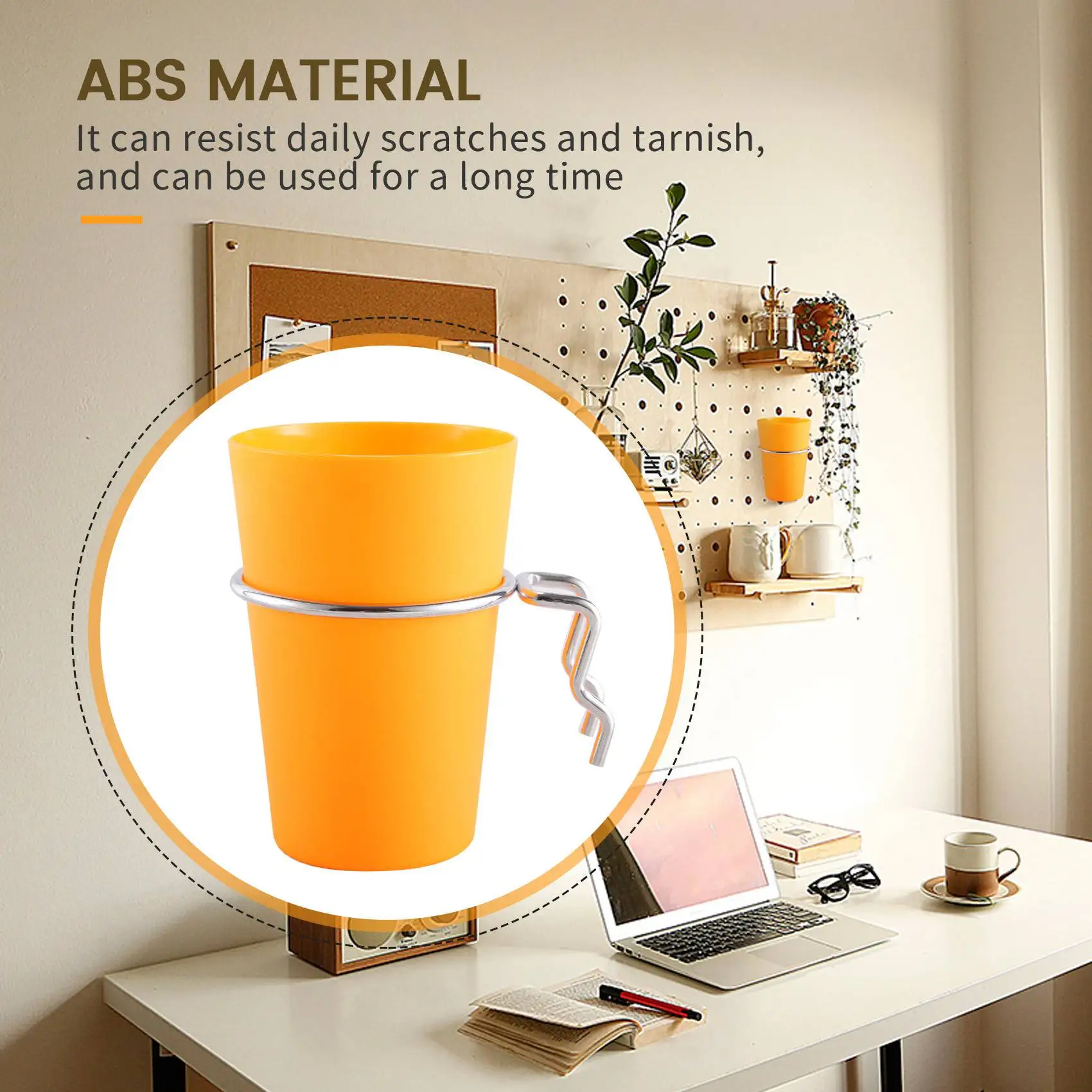 7ชุดถัง pegboard กับแหวนแหวนสไตล์ pegboard ตะขอ pegboard ถ้วย pegboard อุปกรณ์ตัวยึดถ้วย pegboard (7สี)