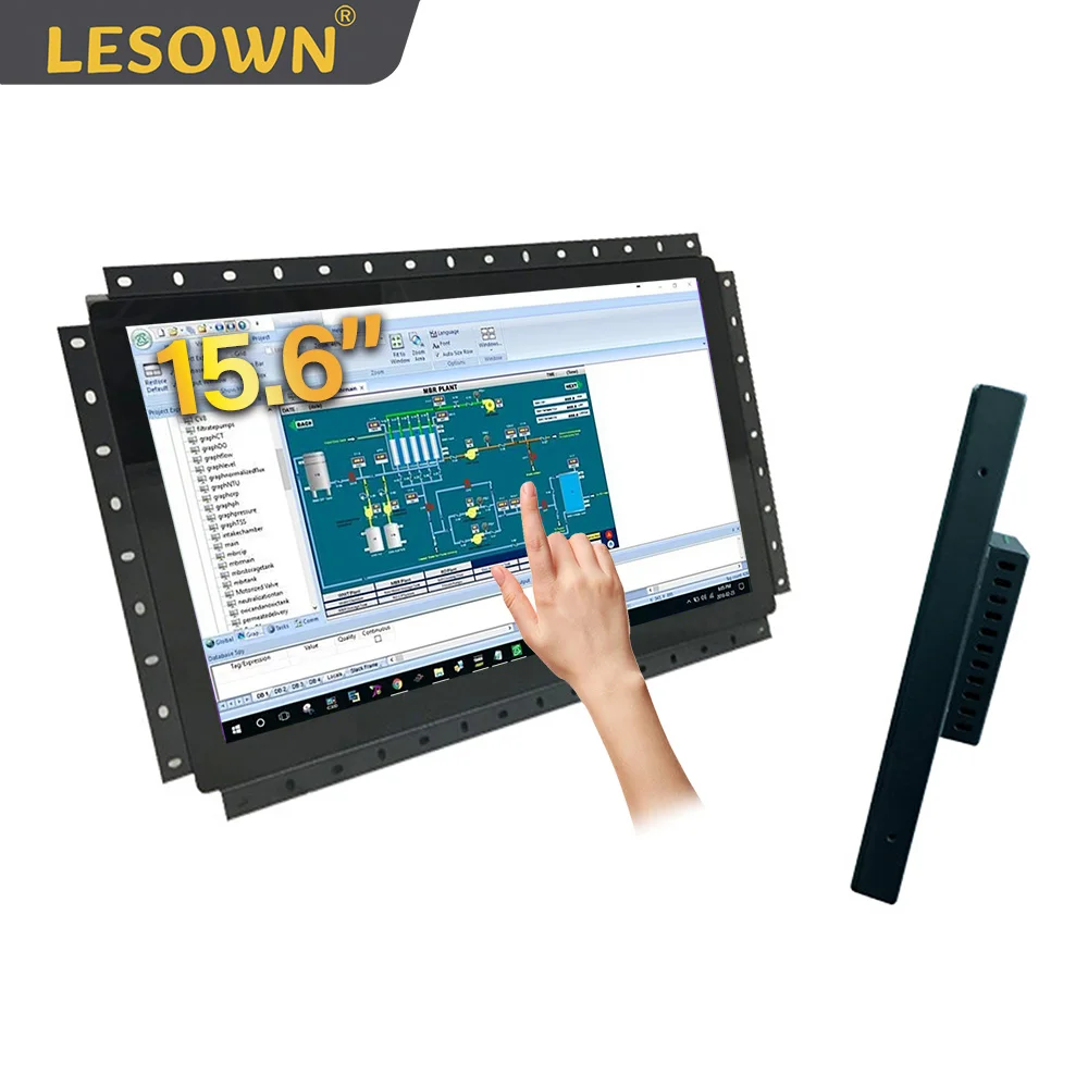

LESOWN Embedded Display Raspberry Pi 15.6 Inch 1920x1080 IPS Touch Monitor Panel Mount for Transportation & Fleet Management