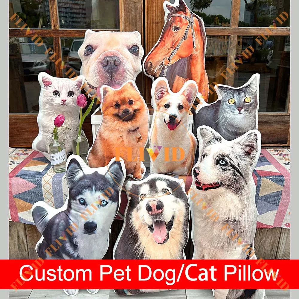 Almohada de gato con forma de mascota 3D personalizada, almohada