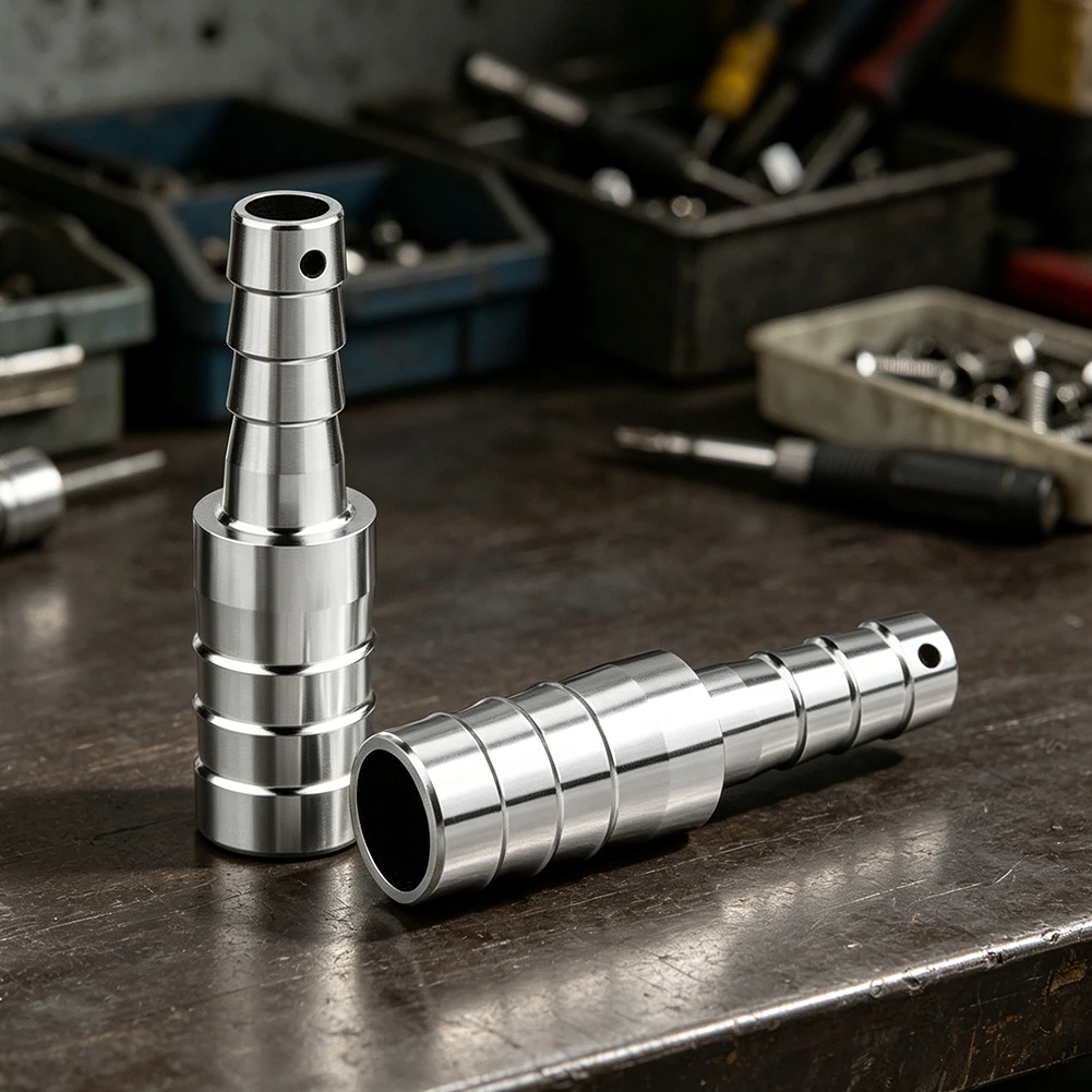 32mm to 8mm Barbed Hose Reducer Made of 304 Stainless Steel with Clamps for Air Compressor Water Pump and Fuel Systems