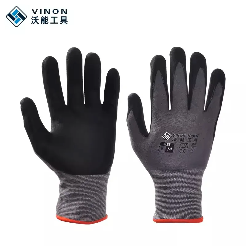 MicroFoam Nitrile Coated Gray Work Gloves, Breathable Seamless Knit Nylon Safety Gloves for General Purpose