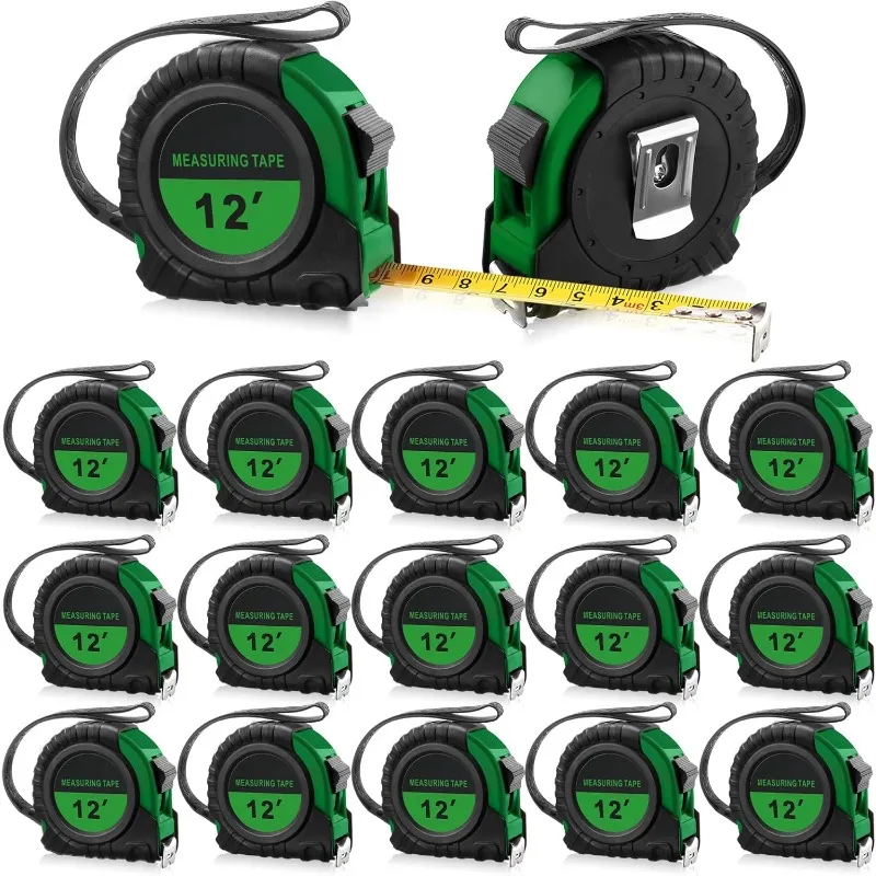 

Xinnun 20 Pieces Tape Measures Bulk 12 FT Green Retractable Measuring Tapes Small Easy Read Measurement with Pause Buttons