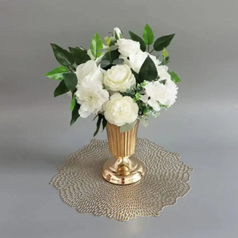 Romantic European Style Metal Trumpet Vases Decorative Golden Dried Flower Pot Anti-fall Simulated