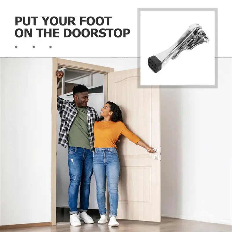 1Set Adjustable Metal Foot Kick Down Door Stopper with Rubber Base Anti Skid Security for Home Office Heavy Duty Door Stop