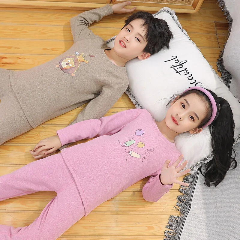 2-15 Years Children Boys Girls Pajamas Sets Quality Thickening Soft Cartoon Unicorn 2 Pcs Sets Home Clothes