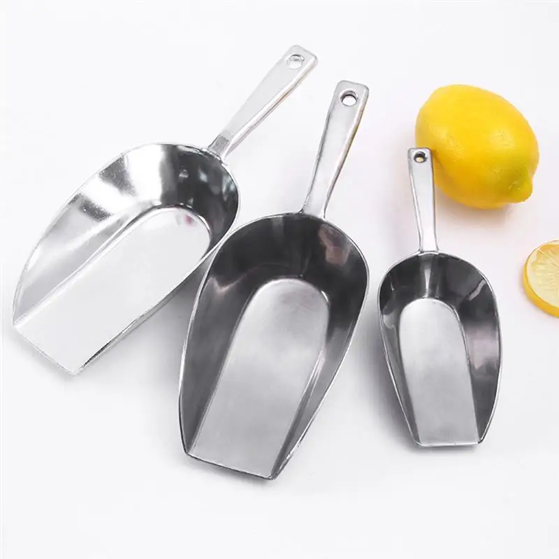 Scoop Ice Metal Scoops Utility Large Flour Cube Aluminum Kitchen Measuring Bean Coffee Popcorn Dog Bar Aluminium Alloy Holder