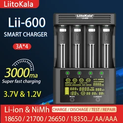 New Liitokala Lii-600 Lii-500 18650 Lithium Battery Charger for 3.7V 21700 26650 18350 18500 16340 17500 10440 1.2V AA AAA