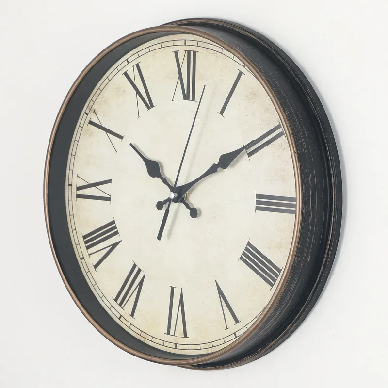 Elegant Roman Numeral Wall Clock Antique Gold Finish Creative Home Decor Gift
