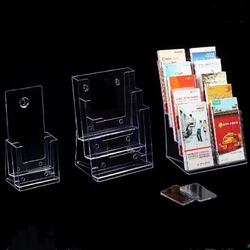 2pcs 3 Layer Clear Acrylic Brochure Display Stand Countertop Organizer Wall Mount Magazine Holder Flyer Booklets Menu Shelf