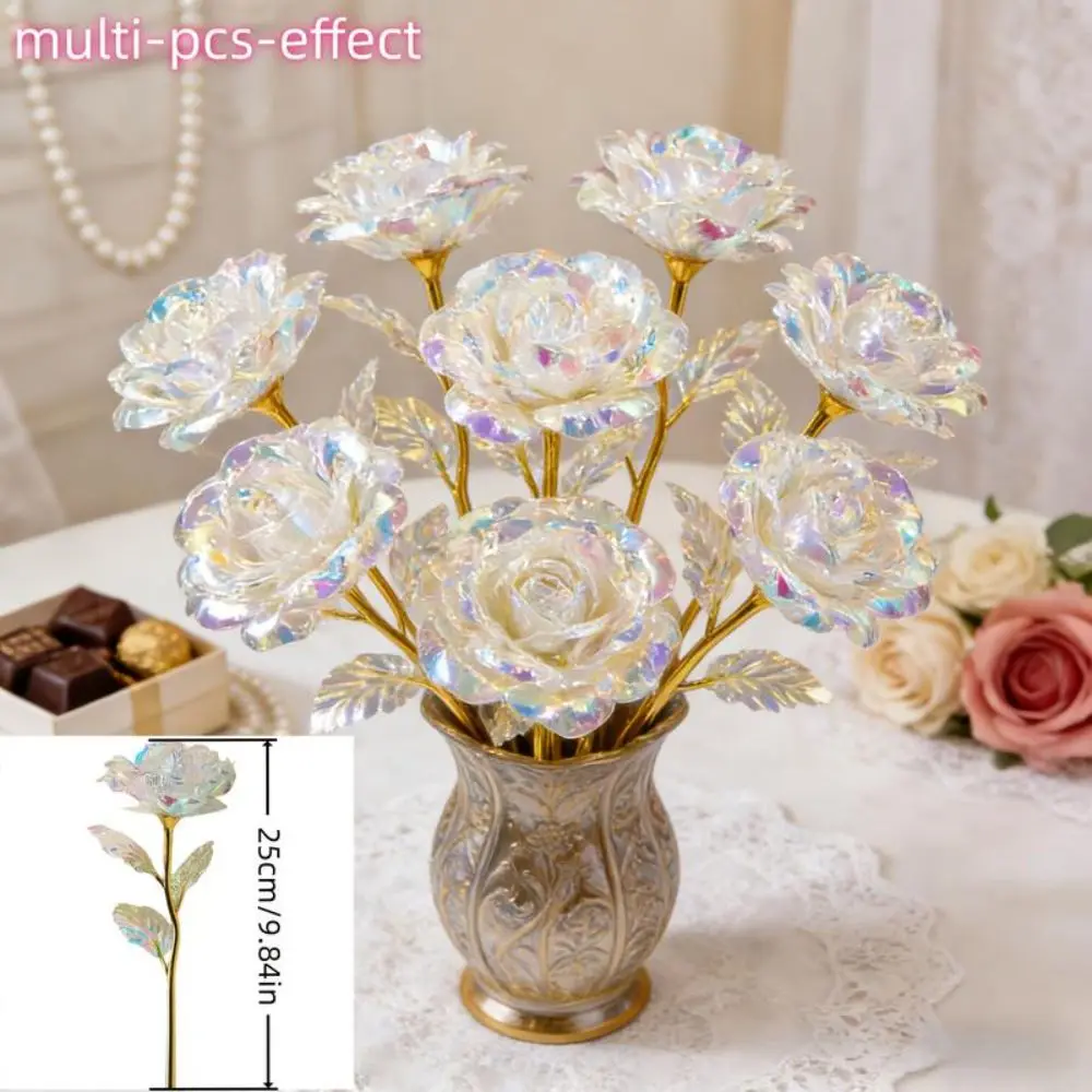 6 Stück Große Goldene Blattrosen Handgefertigte Romantische Künstliche Kristallblumen Verblassungsresistente Ewige Rosen – Detail 1