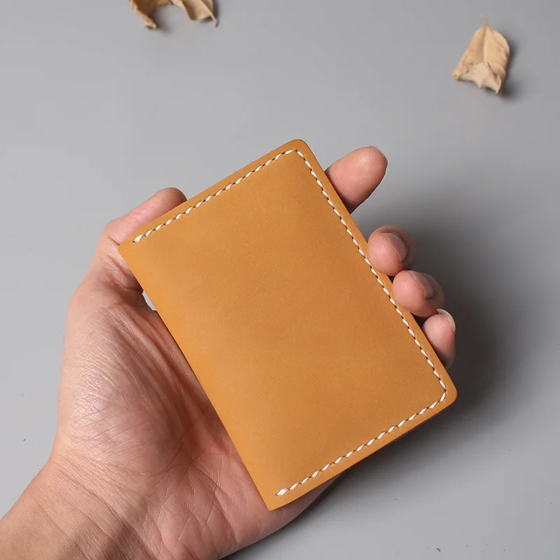 Genuine Leather Card Wallet Men Handmade Vintage Cowhide Credit Card Holder Purse Casual Male Small Wallet Mini Clutch