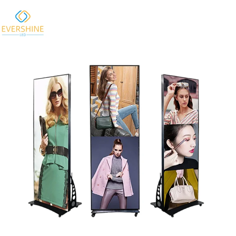 Indoor Movable Mirror Screen P2.5 1920x640mm Vertical RGB Full-color High-definition Advertising LED Poster Video Display Screen