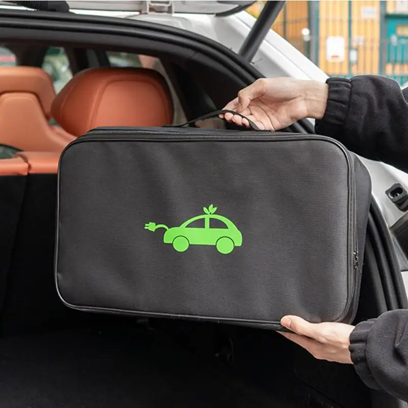 Car Charger Storage Bag Portable Waterproof Cable Bag Organizer Jumper Cable Bag Fireproof Cable Storage Bag Electric Car