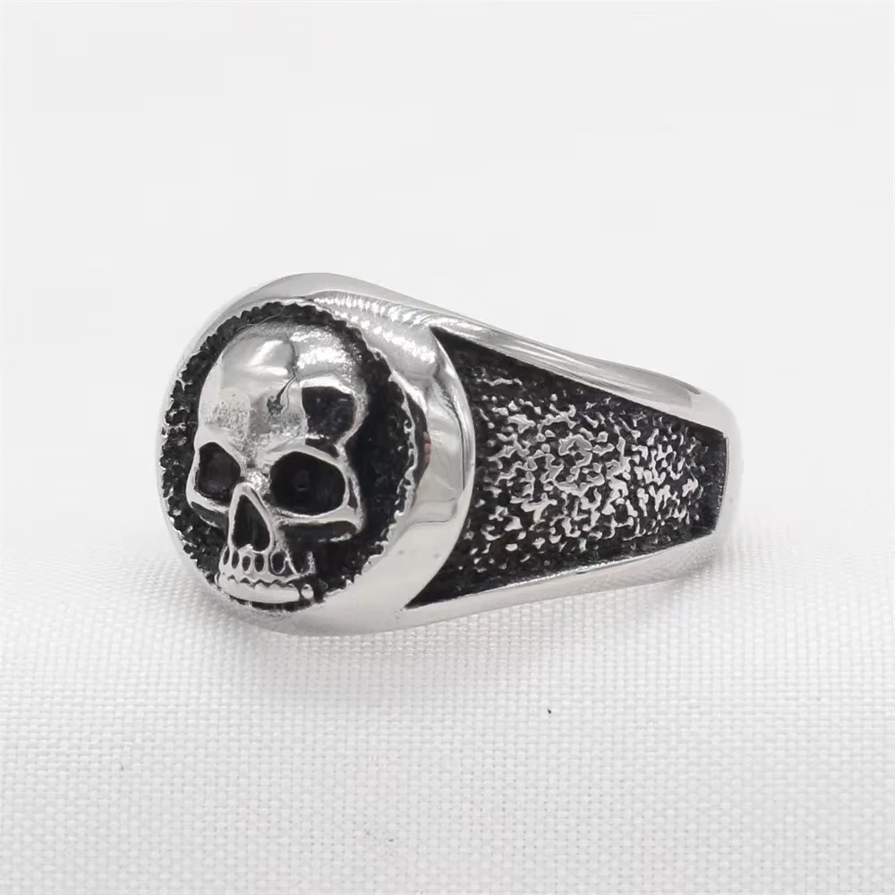 European and n character retro man skull man stainless steel ring