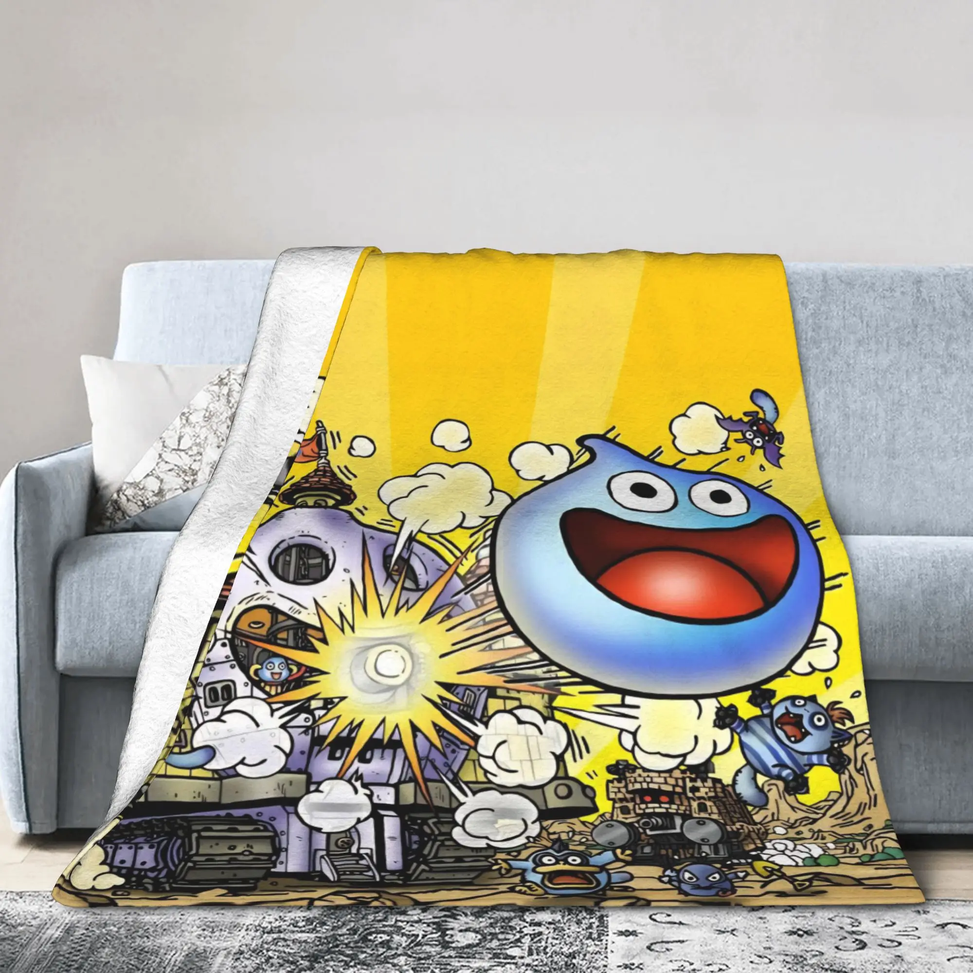 D-Dragon Quest Slimes Blanket  Warm Soft Novelty Plush Throw Blanket For Students Couch Bed Flannel Bedspread Bed Cover