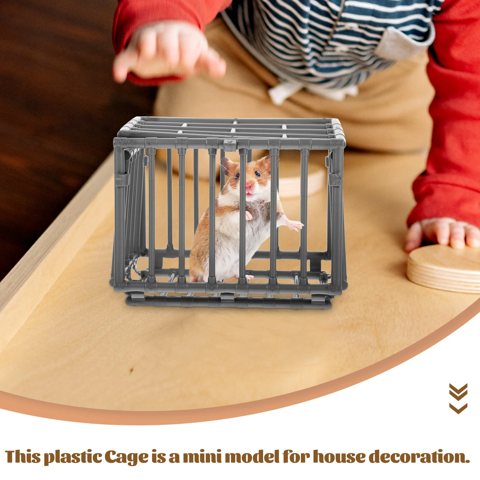 Play Cage for Kids with Keys Beast Fence Model Puppy Toy House Small Animals Grey Baby