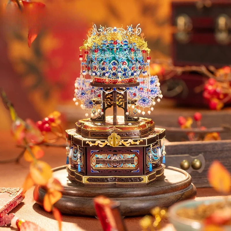 Empress Xiaoduan's phoenix crown with nine dragons and nine phoenixes mini jewelry box, handmade creative ancient-style