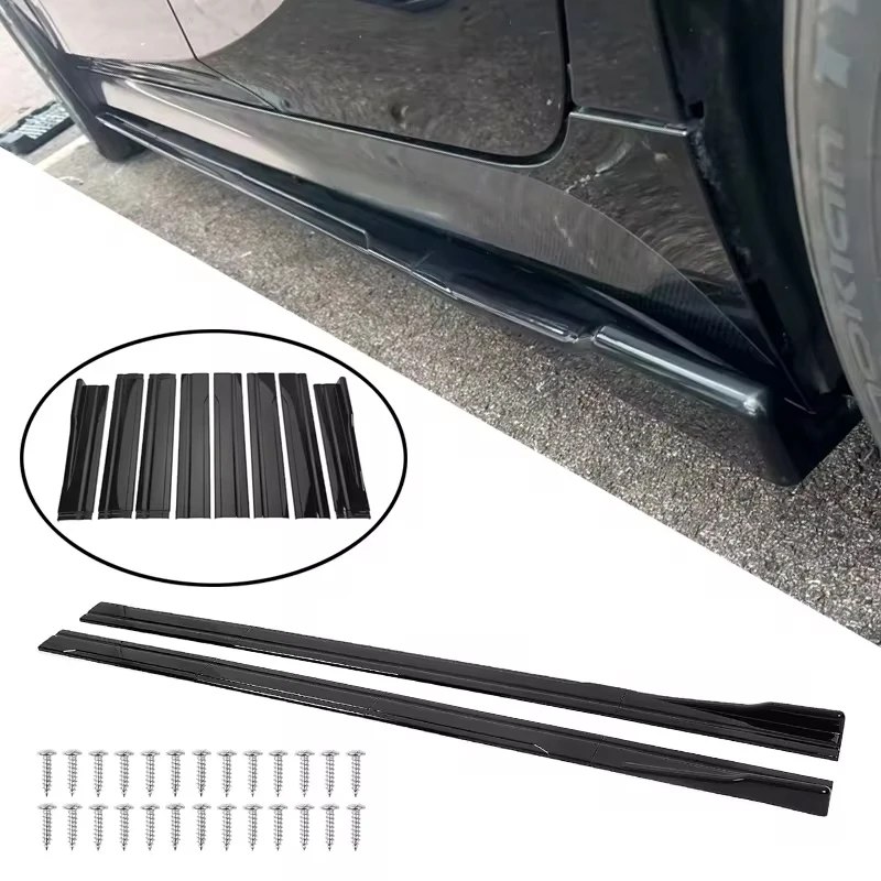 Universal Car Side Skirts Rocker Panel Extension Lip ABS Painted Gloss Black 8Pcs For BMW Accessories E92 E90 E87 E91 F30 F10 G3