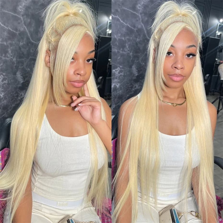 

613 Hd Парик фронтальной части шнурка 13x6 13x4 Парики из натуральных волос для женщин Медовый блондин Цвет Парик фронта шнурка Предварительно выщипанные прямые бразильские волосы