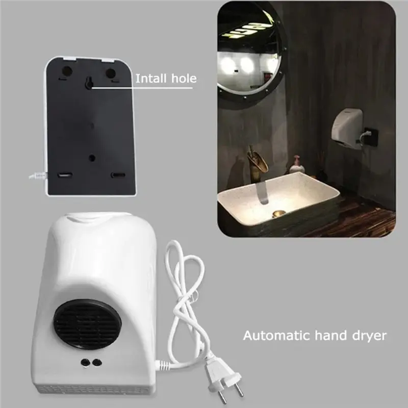 B47B-EU Plug 600W Electric For Bathroom Hand Dryer Commercial Wall Mounted Touchless Auto Sensor Low Noise
