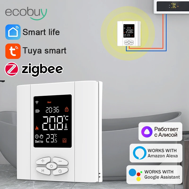 

Tuya Wifi ZigbeeThermostat Smart Thermostat Battery For Gas Boiler Digital Temperature Controller Alexa Google Home Smart Life