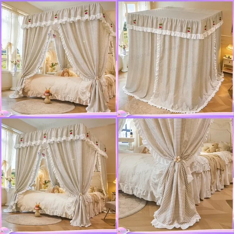 2026 new idyllic princess court floor-to-ceiling plaid mosquito net