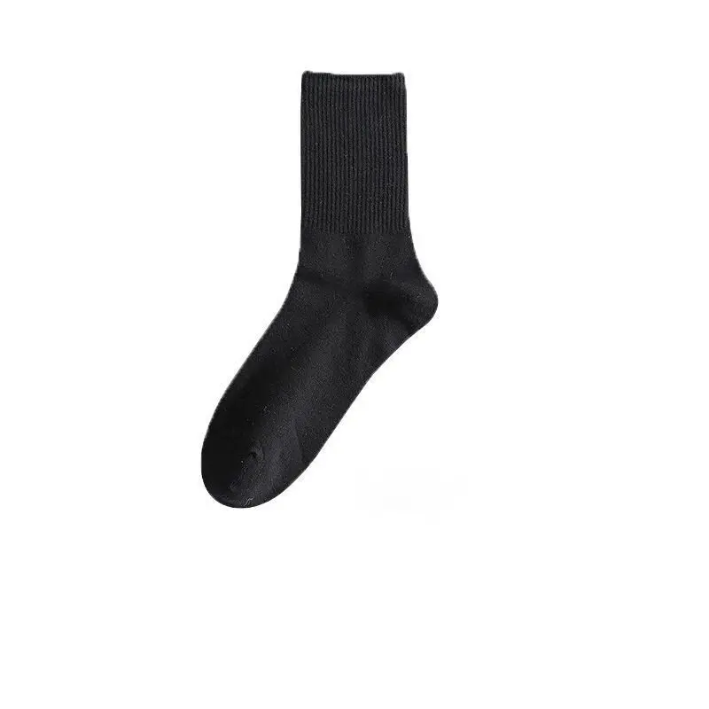 Black Socks for Women Solid Color Mid-Calf Socks Casual Daily Wear Socks