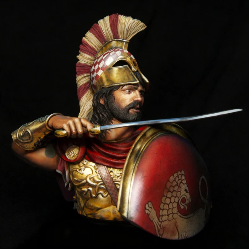 1/10 Scale Die-Cast Resin Bust Model Kit Greek Hoplite with Shield Statue Unassembled and Unpainted