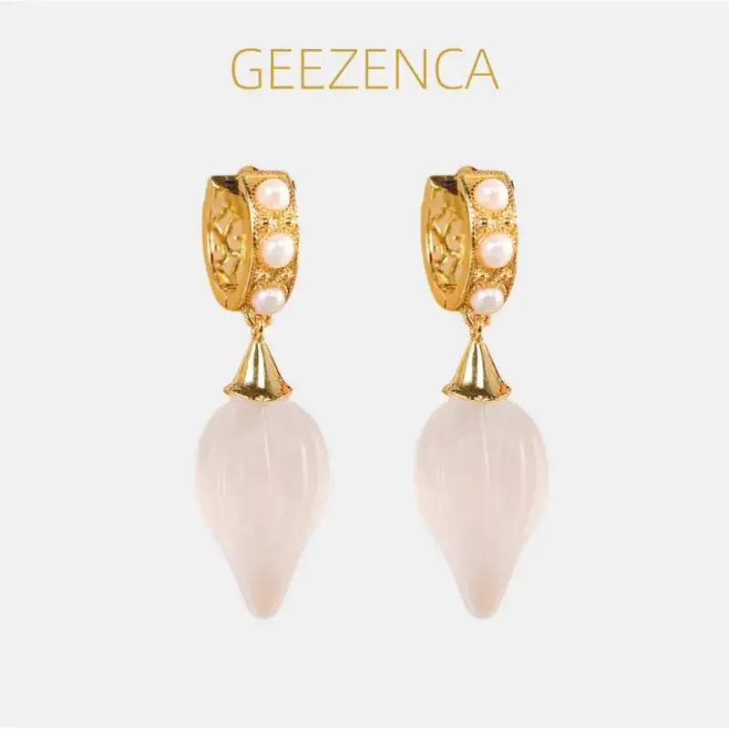 

GEEZENCA S925 Silver Gold Plated With Teardrop White Crystal Pendant Huggie Hoop Earrings Women Dainty Dangle Drop Earring Gift