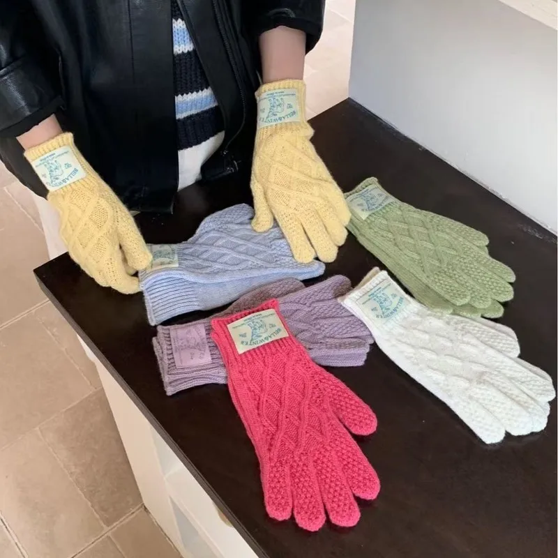 2026 Women's Knit Gloves - Winter Retro Ins Style Anti-Freezing Split Finger Warm Versatile Cap Cloth Accessories