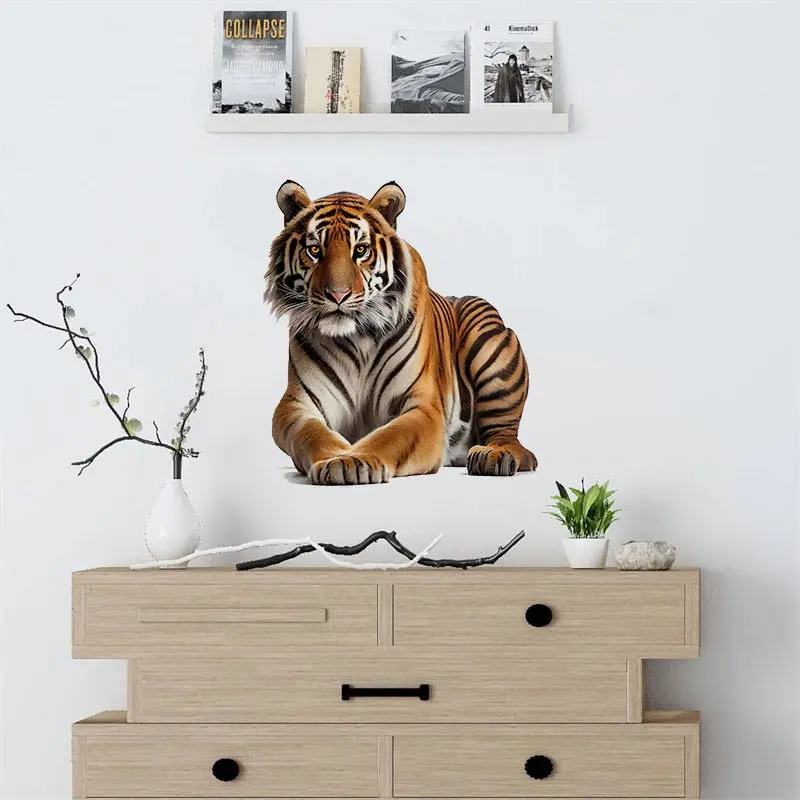 M435 Fierce Old Tiger Animal Wall Sticker Toilet Living Room Cabinet Refrigerator Home Decoration Sticker Decal