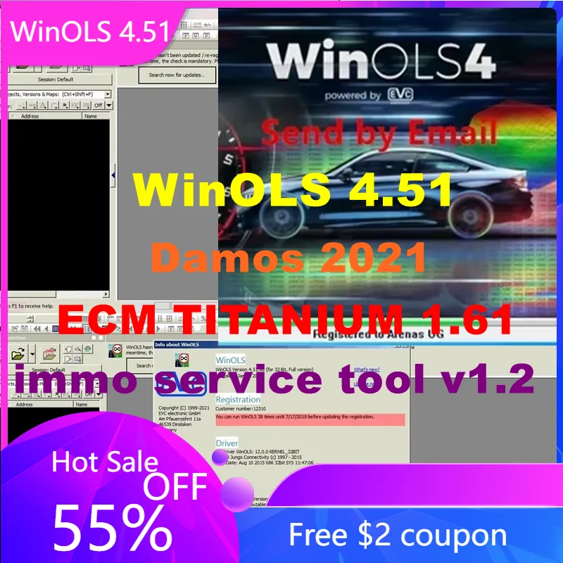 2025 HOT ！Selling WinOLS 4.51 With Plugins vmwar +2021 Damos +ECM TITANIUM+ immo service tool v1.2+ ECU Remapping lessons