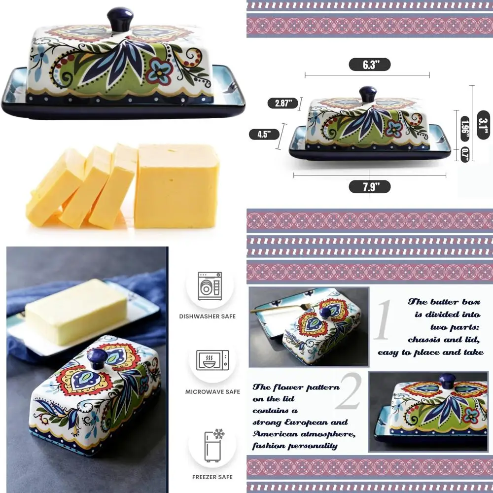 

Керамическая тарелка для масла с крышкой, богемная тарелка для масла с крышкой, винтажный держатель для контейнера для сыра, европейский