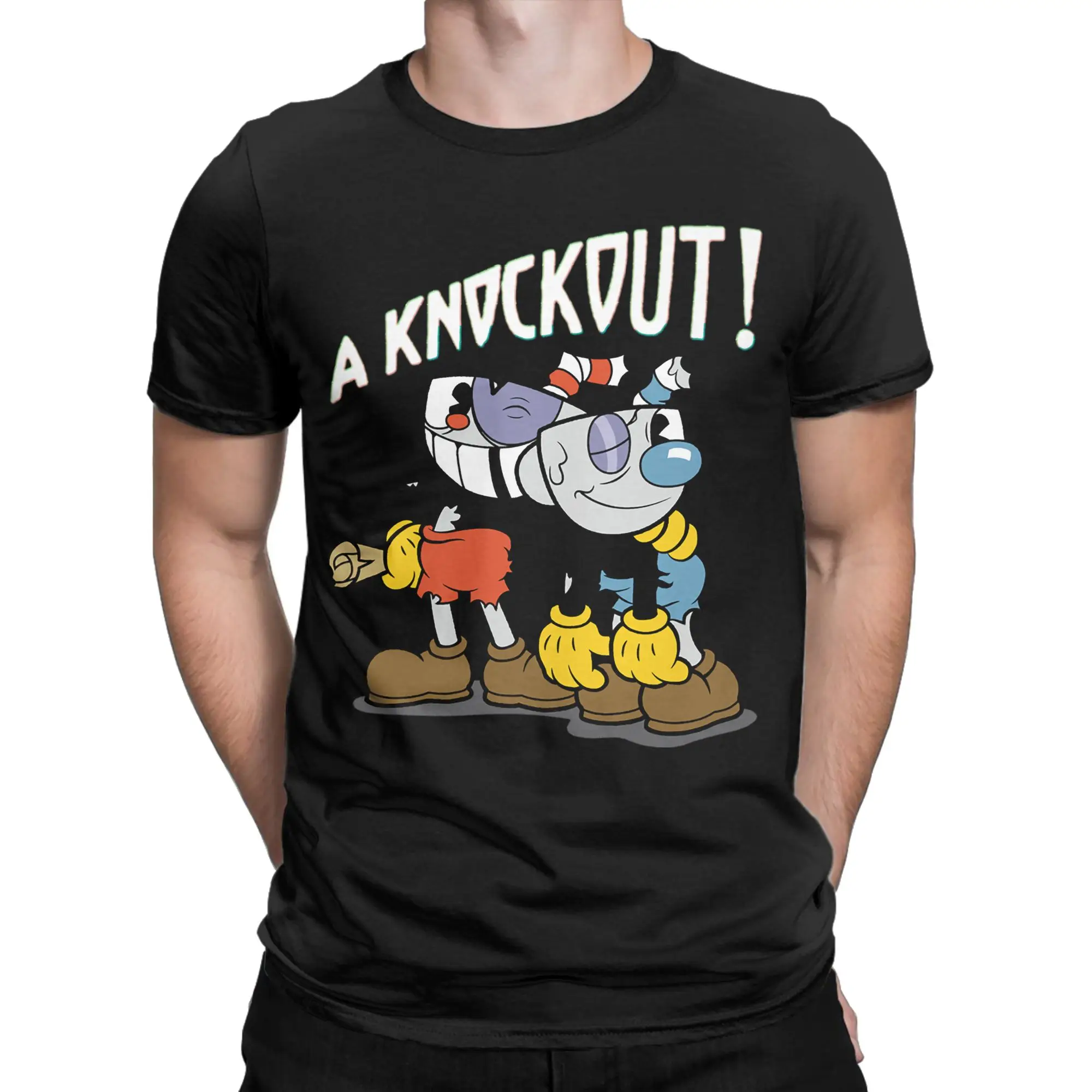 Cupheads And Mugmans Game Men's T Shirt Casual Tee Shirt Short Sleeve Crew Neck T-Shirts Cotton Summer Clothes