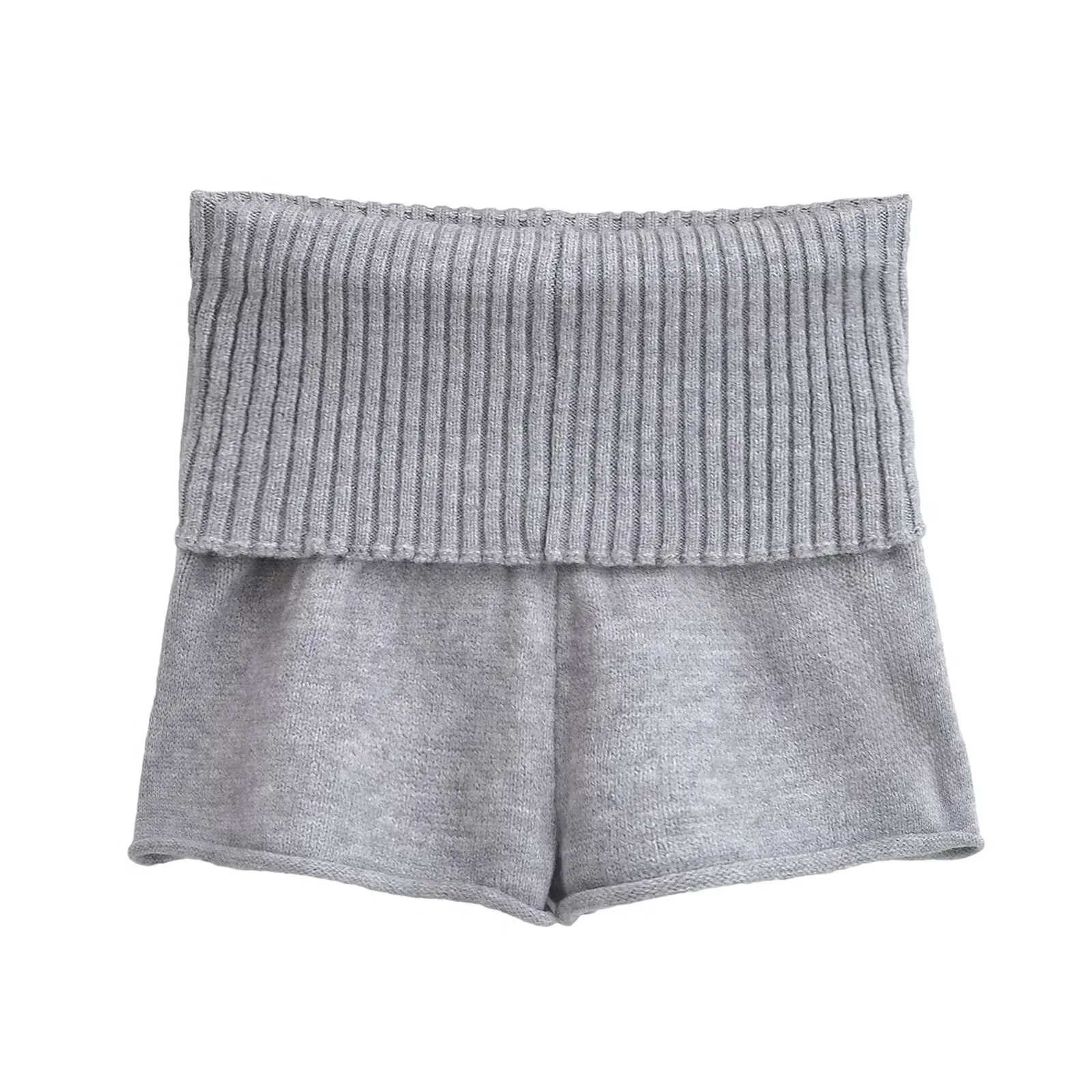 Sweet Sle 로우 허리 니트 오르트 바지 여성 캐주얼 루즈핏 다리 길어지는 턴 업 카프리 바지 중국 생산