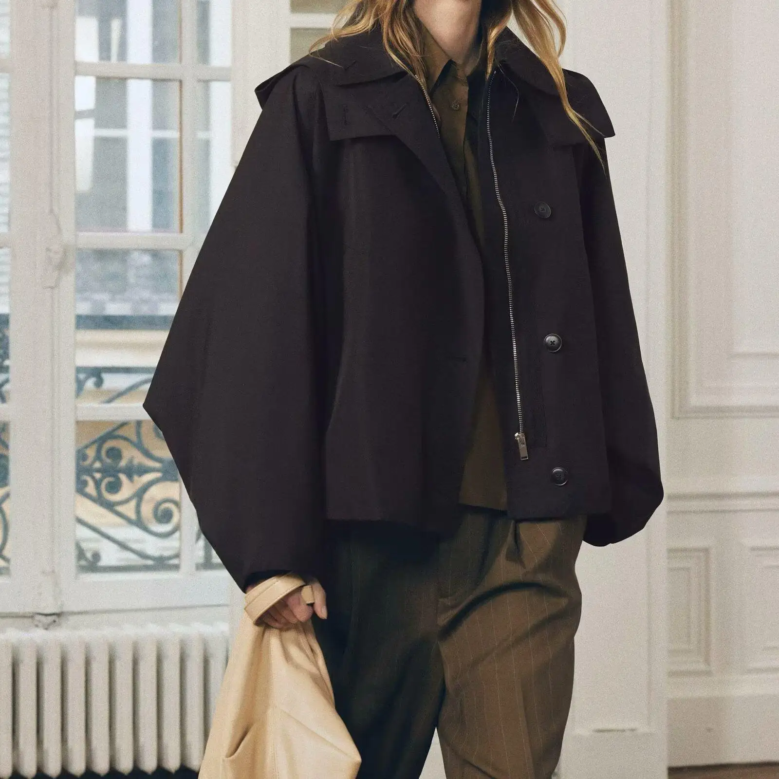 Casual Lose frauen ort Länge Lange Sve Windjacke Mantel Herbst Winter Neue Ankunft Straße Sle Polyester Faser Winddicht