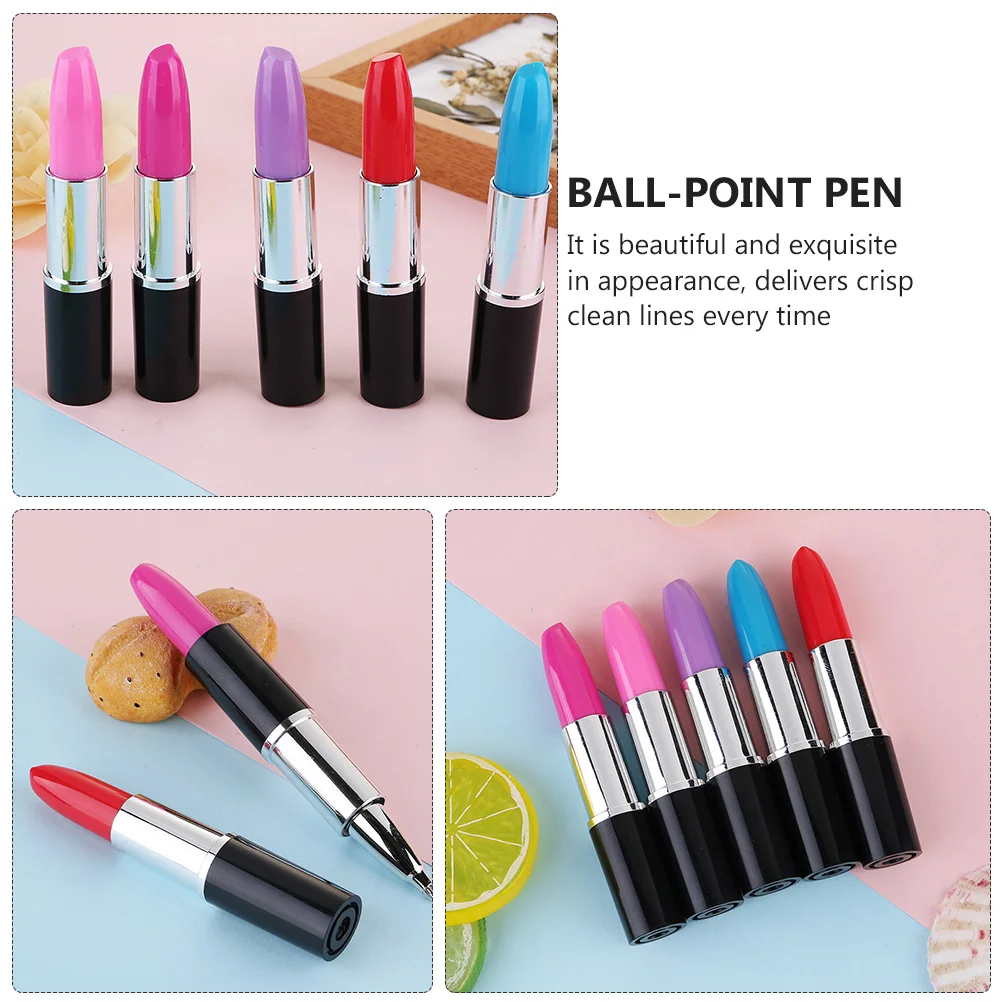 15 Pcs Ballpoint Pen Lipstick Creative Ball-Point Make up School Sign Shape Plastic Miss Students