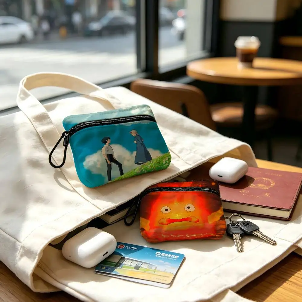 Meadow Flower Blue Sky Prints Howl's Wear-resistant Oxford Cloth Coin Purse Portable Backpack Hanging Card Storage Bag