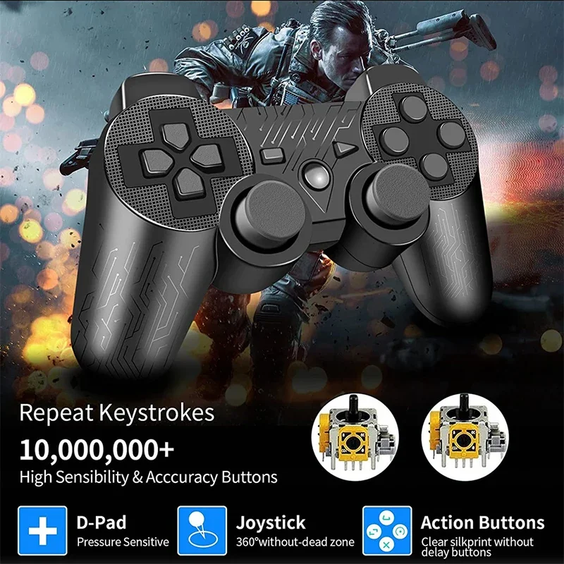 Wireless Controller Gamepad for PC Laptop PS3 2.4G Rechargeable Game USB Joystick for Android TV Box Steam Gaming Jpypad