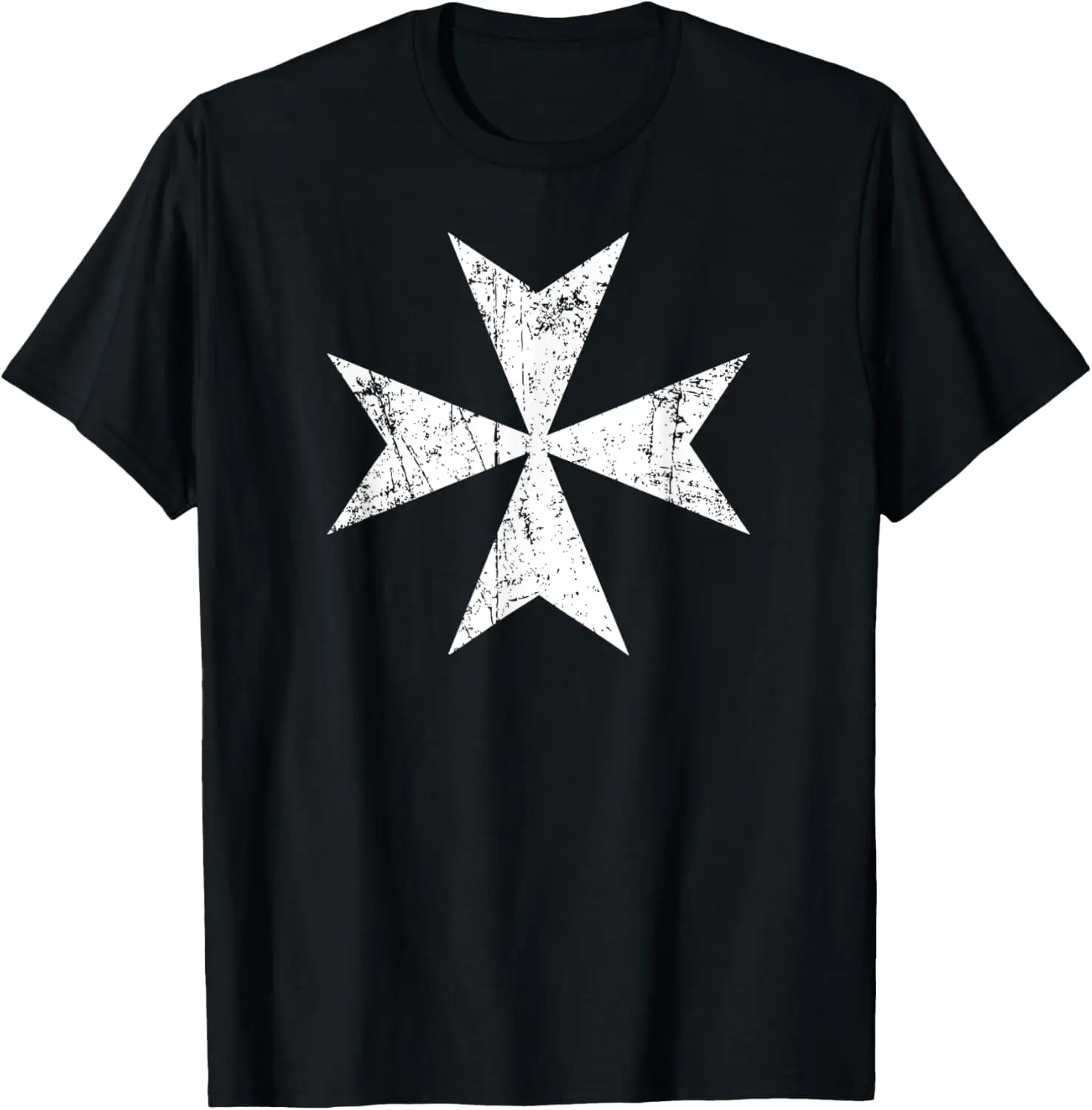 Maltese Cross T-shirt - Distressed white print Malta cross T-Shirt