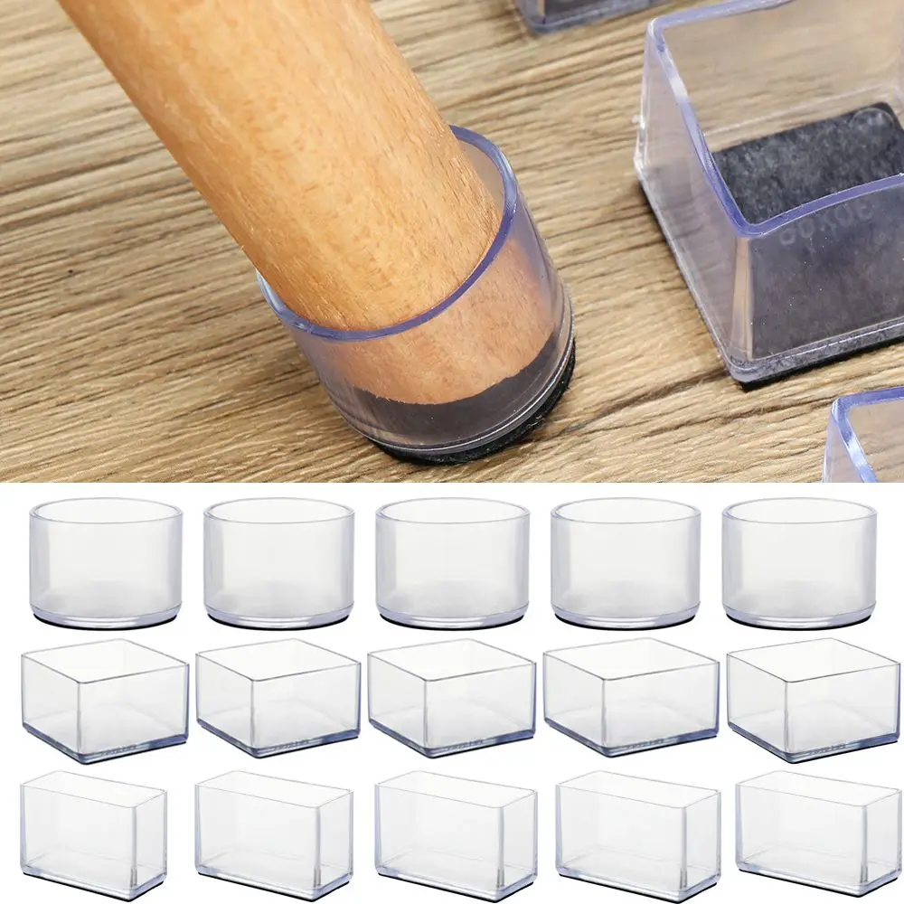 4 Pcs/Set Silicone Pads Transparent Table And Chair Leg PVC Caps Round Bottom Foot Cover Non-slip Furniture Floor Protector Pads