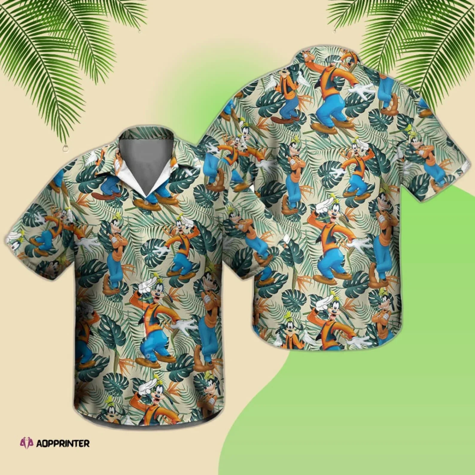 Goofy Dog Hawaiian Shirts Mens Fashion Button Up Shirts Disney Hawaiian Short Sleeve Shirts Casual Beach Shirts Harajuku Tops