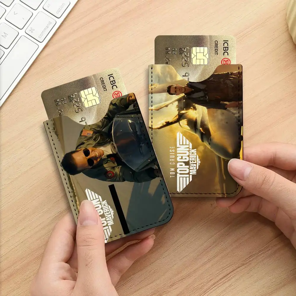 Classic Action Movie T-Top G-Gun Pu Leather Credit Card Holder Slim Anti Theft Id Organizer for Men Women Outdoor Carrying