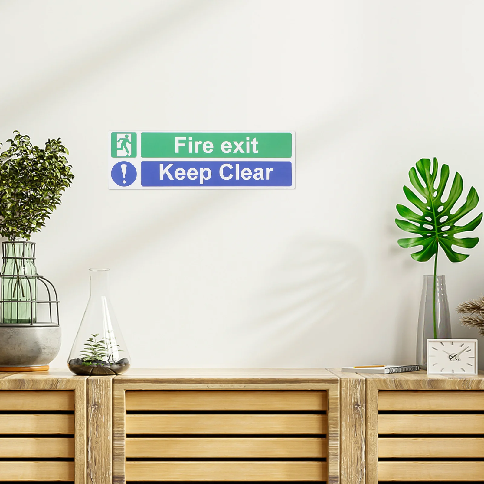 5Pcs Safety Compliance Labels Easy Apply Clear Exit Path Stickers for Schools Malls Offices Fire Emergency Reminders