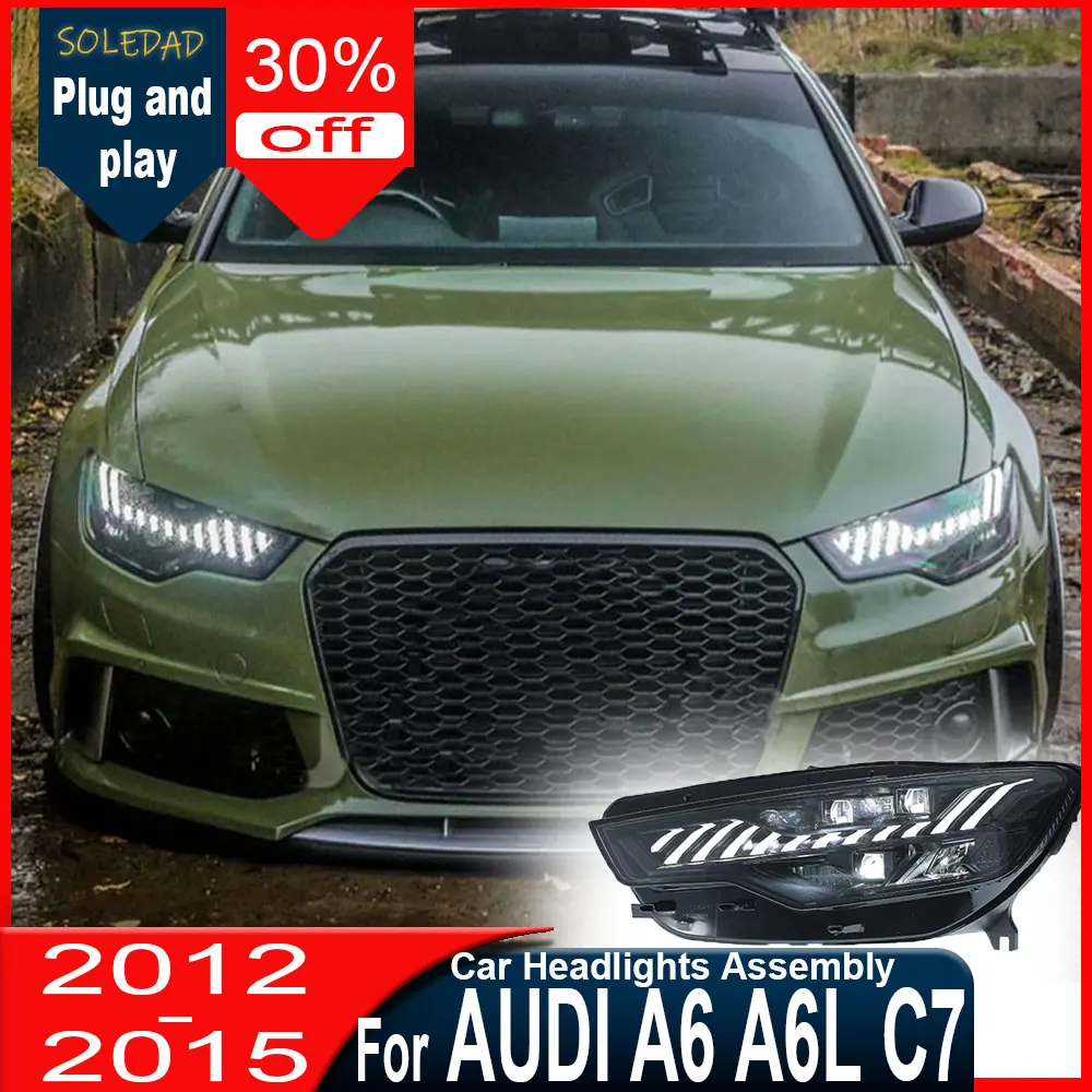 

Car Headlights For Audi A6 2012 2013 2014 2015 A6L C7 Modified Front LED DRL Headlamp Assembly Car Accessories Plug And Play