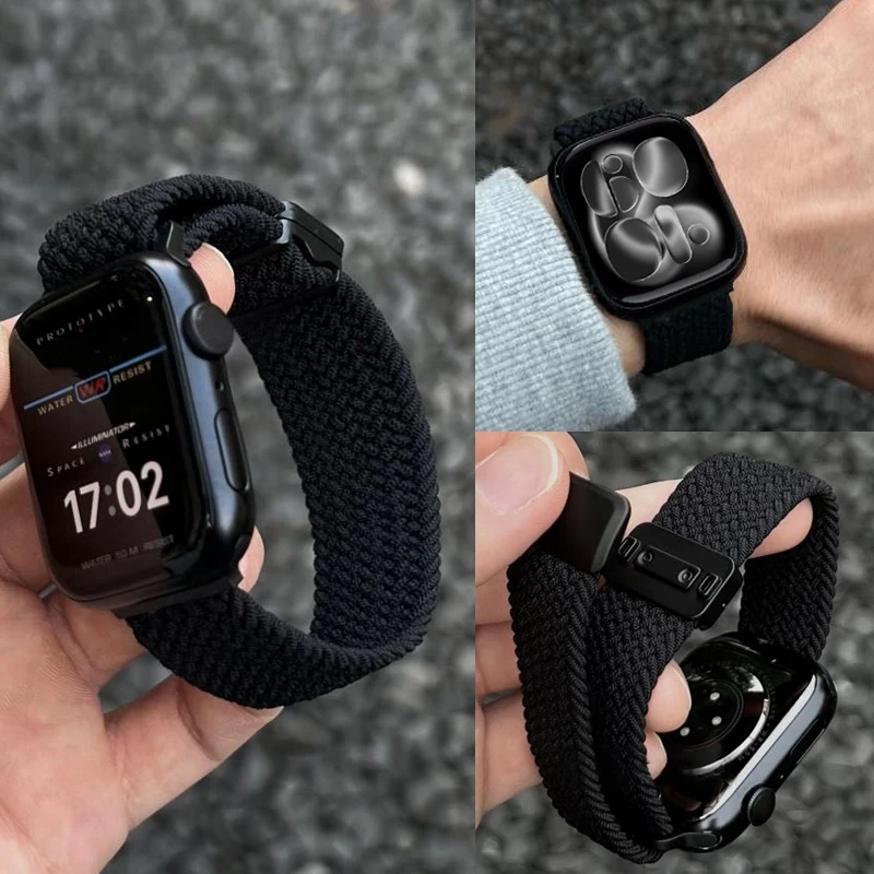 magnetic Strap For Apple Watch Band 10 42mm 46mm 44mm 40mm 41/45mm Braided Bracelet iWatch series 6 7 8 9 SE 3 11 ultra 3 2 49mm