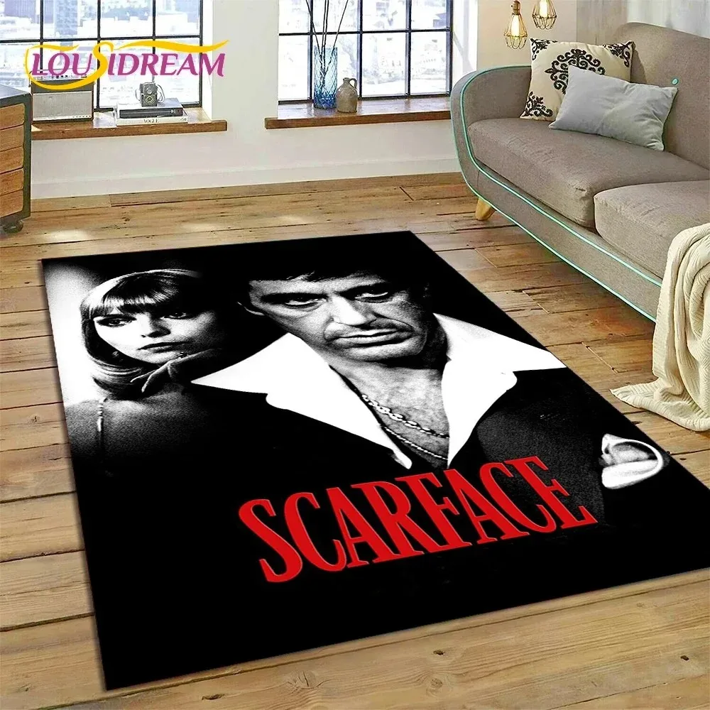 Scarface Tony 3D Printing Movie Carpet Rug for Bedroom Living Room Home Sofa Decoration,Children Game Large Decor Floor Mat Gift