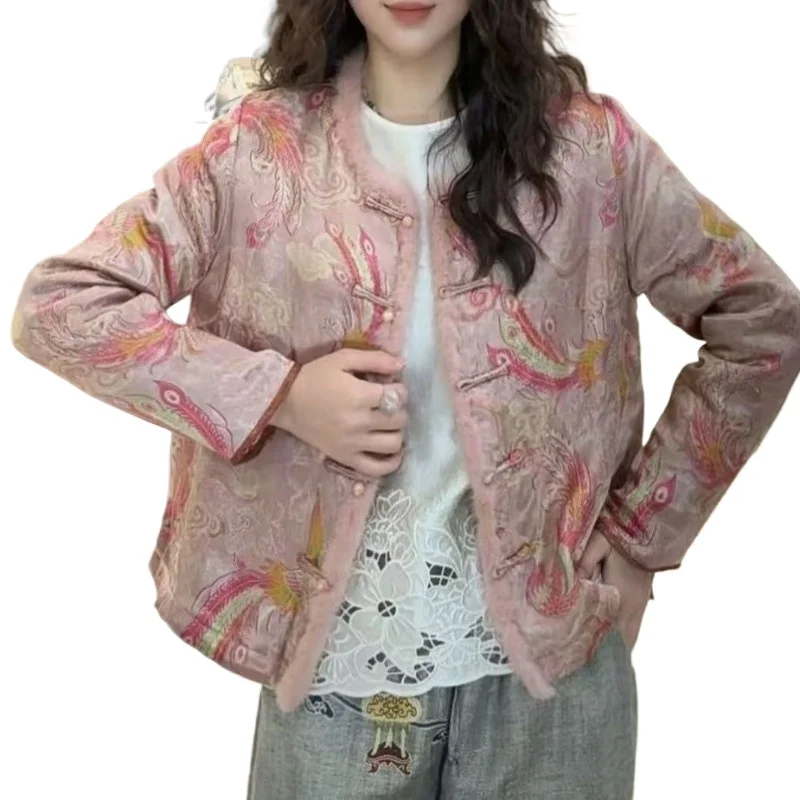 

Новая шикарная уникальная одежда в китайском стиле с хлопковой подкладкой и пряжкой, зимняя женская куртка с пряжкой 2026, маленькая ароматная ветровая куртка для тяжелой промышленности